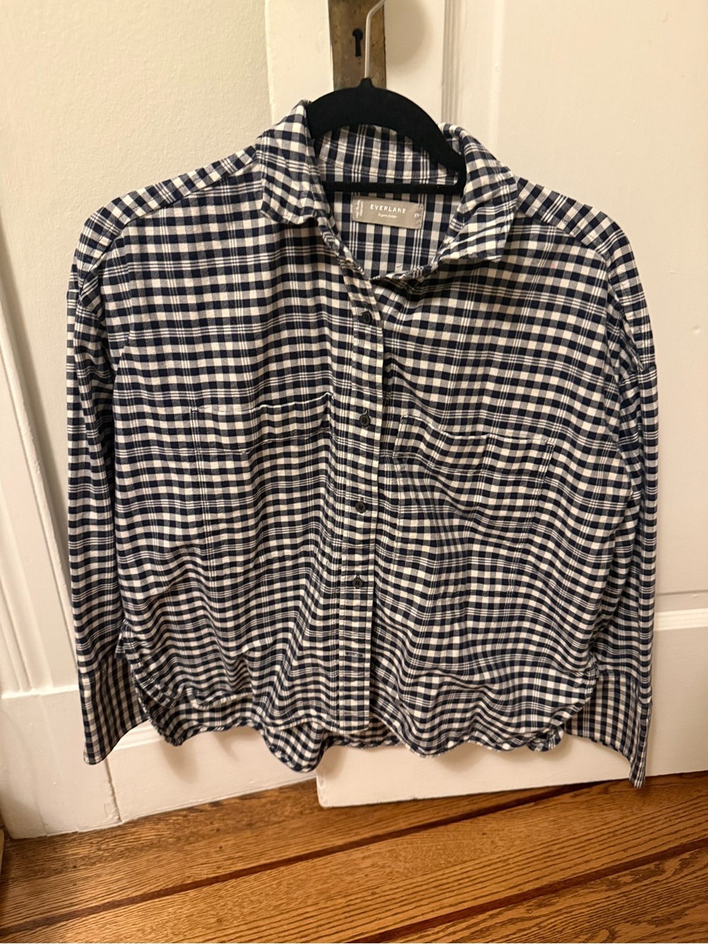 Everlane Women’s Navy and White Gingham Button-Down Shirt, XS